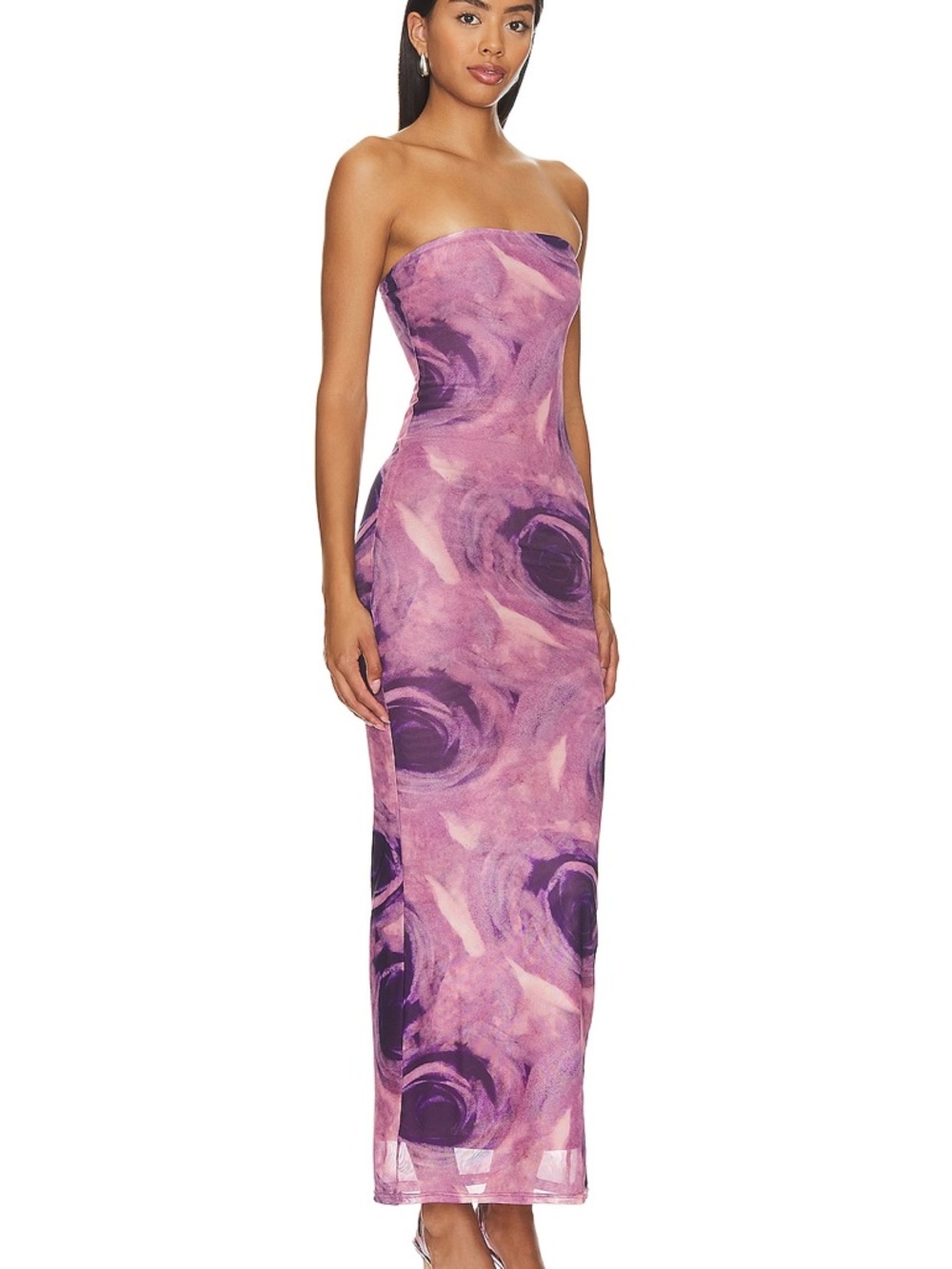 More to Come Revolve Oksana Purple Floral Strapless Maxi Dress Size Large Summer - Picture 2 of 10